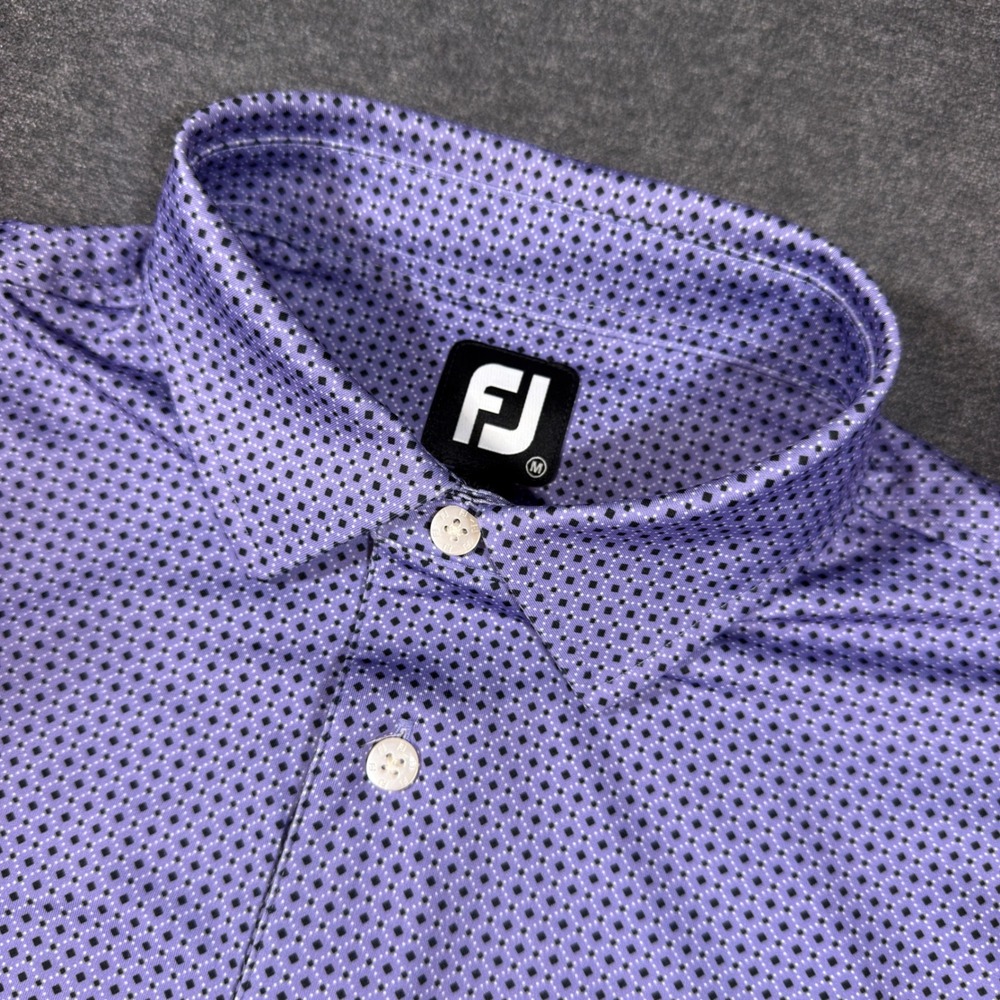 FootJoy Golf Polo Mens Medium Purple Geometric Print Short Sleeve Performance
